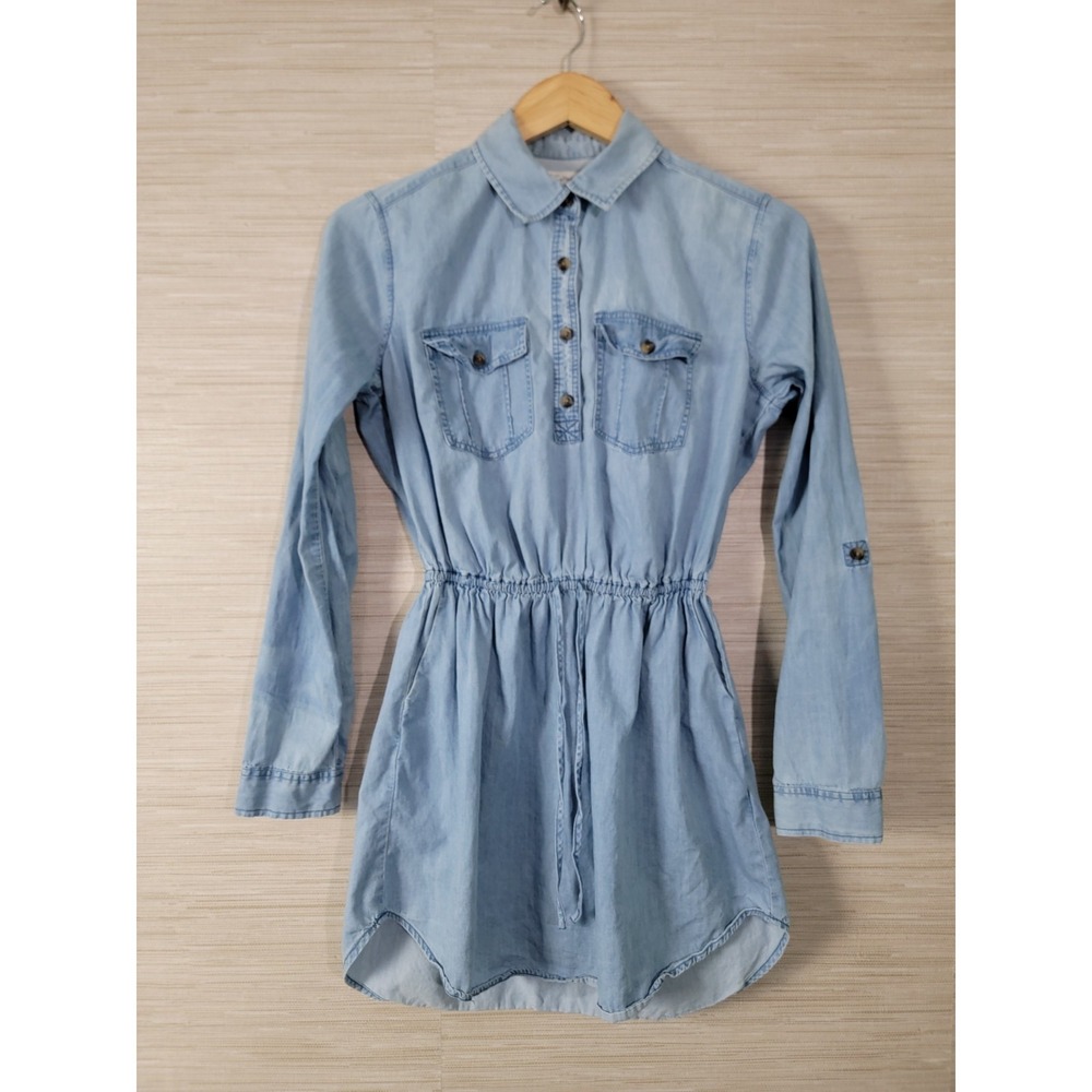 Abercrombie & Fitch Shirt Dress Women's S Blue Denim Long Sleeve‎ Cinched Waist
